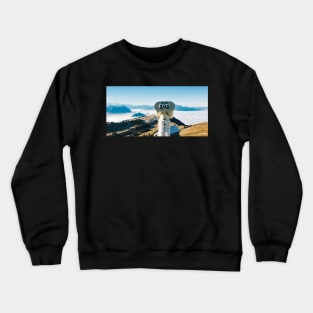 Mountains of Switzerland - Binoculars on Viewpoint With Alpine Panorama in Background Crewneck Sweatshirt